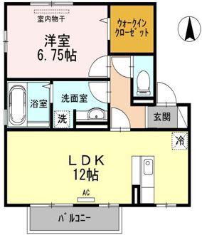 シャンテ千田(1LDK/2階)の間取り写真
