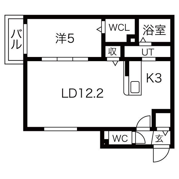 コスモス(1LDK/3階)の間取り写真