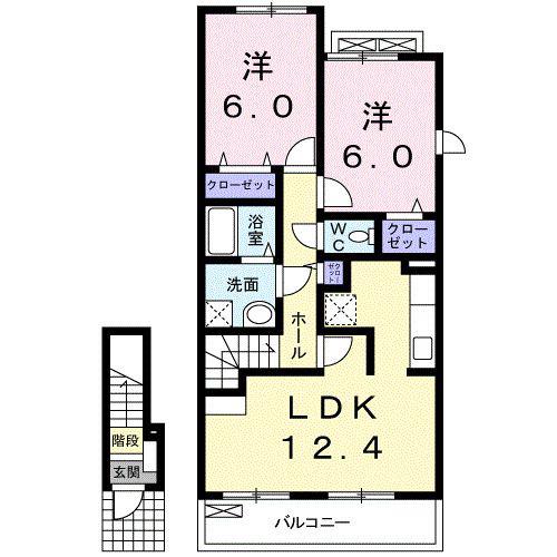 マルベリーコートII(2LDK/2階)の間取り写真