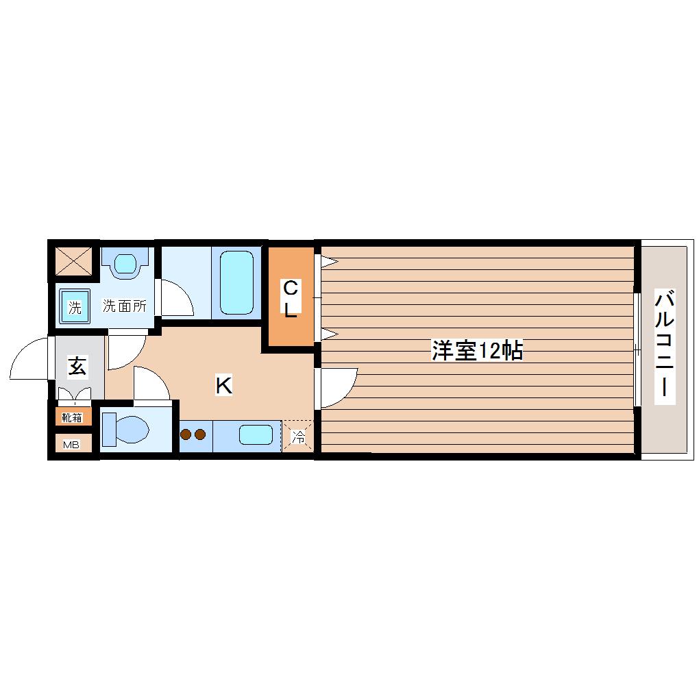 VIVO菅井I番館(1K/2階)の間取り写真
