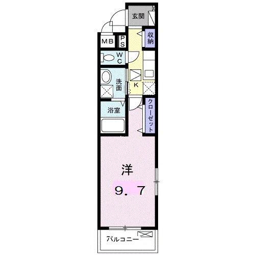 サンセリテ 橘(1K/1階)の間取り写真