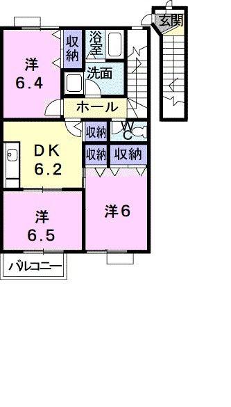 オーブリー高山A(3DK/2階)の間取り写真