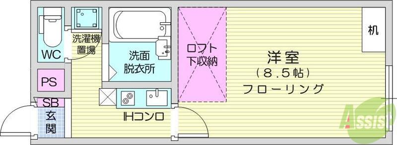 メゾンエスポワール希望(1K/1階)の間取り写真