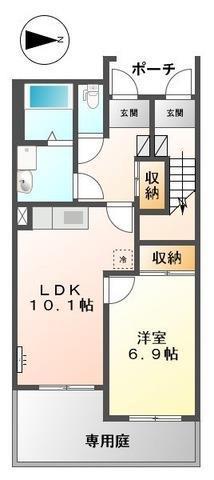 グランドビュー(1LDK/1階)の間取り写真
