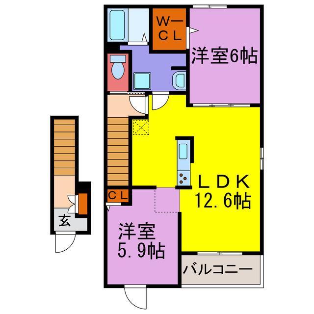 グランフィオーレA・B・C(2LDK/2階)の間取り写真