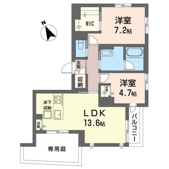 ヴィラビアンカ1(2LDK/1階)の間取り写真