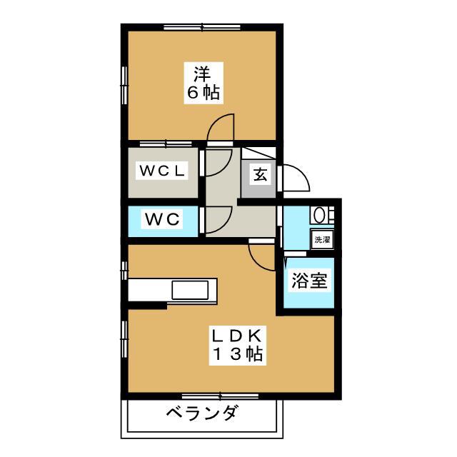 岡田826(1LDK/1階)の間取り写真