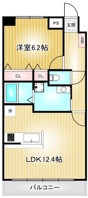 セントラルコート千代田(1LDK/8階)の間取り写真
