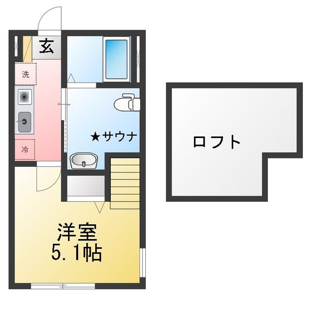 サジェス矢部(1K/2階)の間取り写真