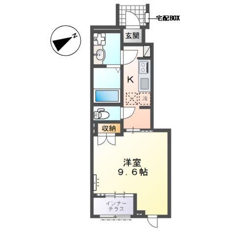 土浦市蓮河原新町 (1K/1階)の間取り写真