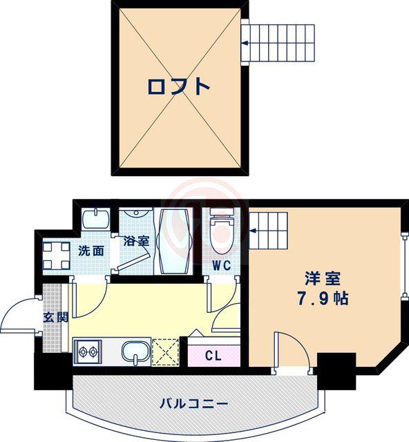アルチェ阿倍野(1K/2階)の間取り写真