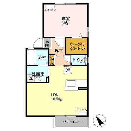 グランドゥール(1LDK/2階)の間取り写真