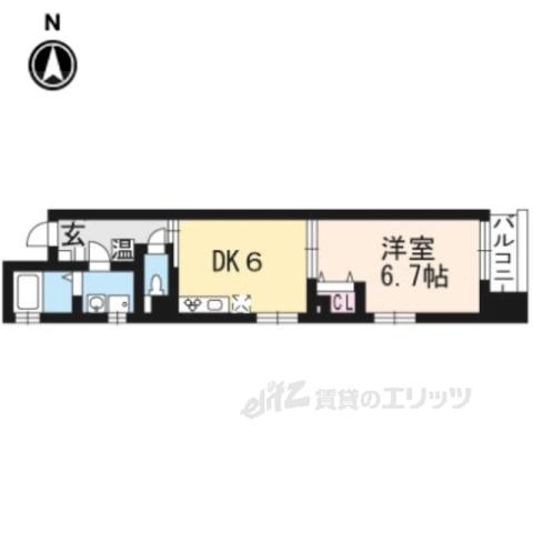 阪急京都線 烏丸駅 徒歩10分 5階建 築16年(1DK/3階)の間取り写真
