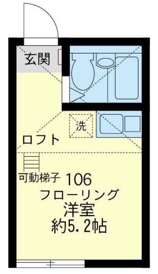ユナイト西谷ローザレーヌ(ワンルーム/1階)の間取り写真
