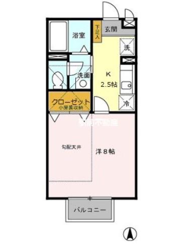 アゼリアコート(1K/2階)の間取り写真