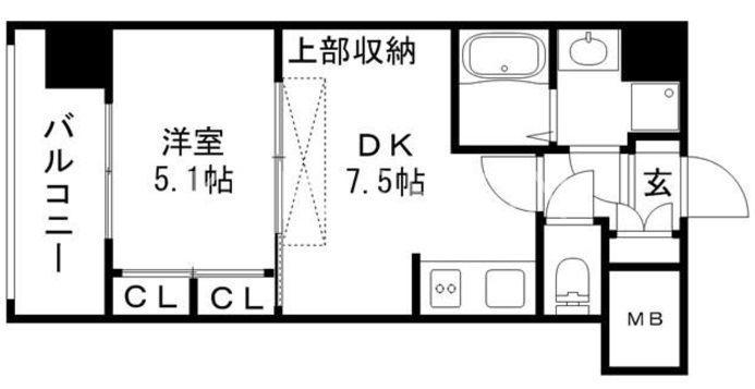 F・PARC大濠公園(1DK/6階)の間取り写真