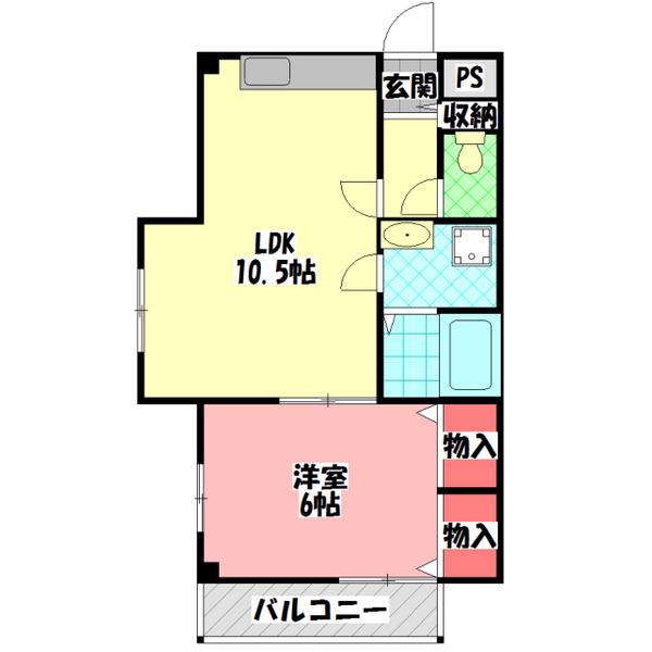 福住マンション(1LDK/4階)の間取り写真