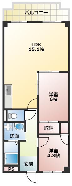 PLUM CITY RESIDENCE NEYAGAWAジュネスFU(3LDK/4階)の間取り写真