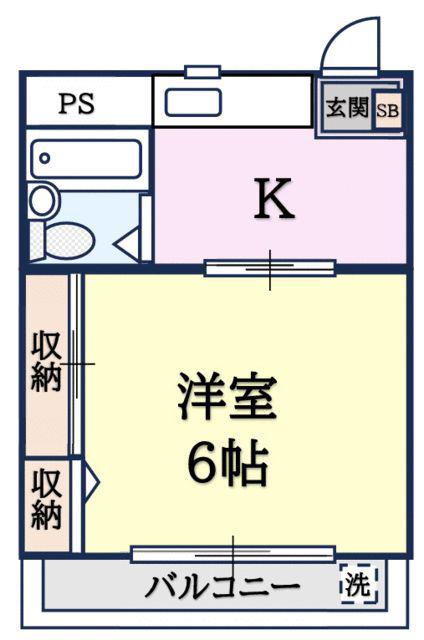 HOUSE SUN BEAM(1K/2階)の間取り写真