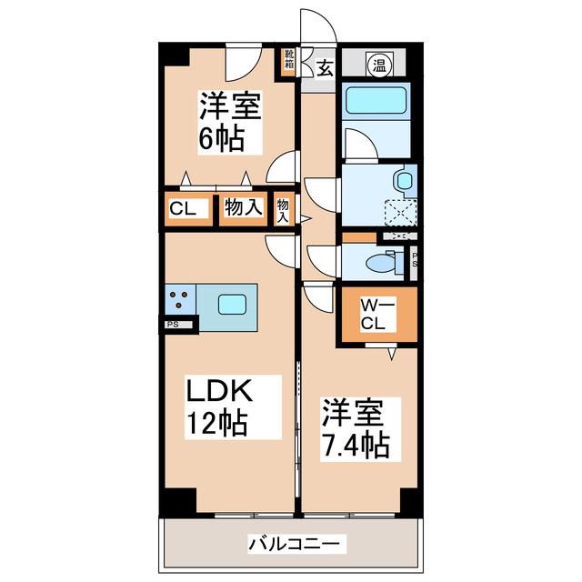 シェーナ・ウーノ(2LDK/3階)の間取り写真