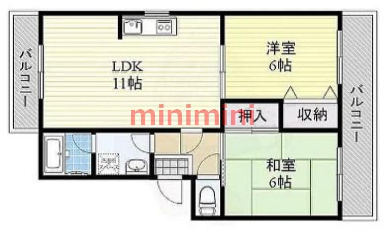 マンションTAKAYAII(2LDK/1階)の間取り写真