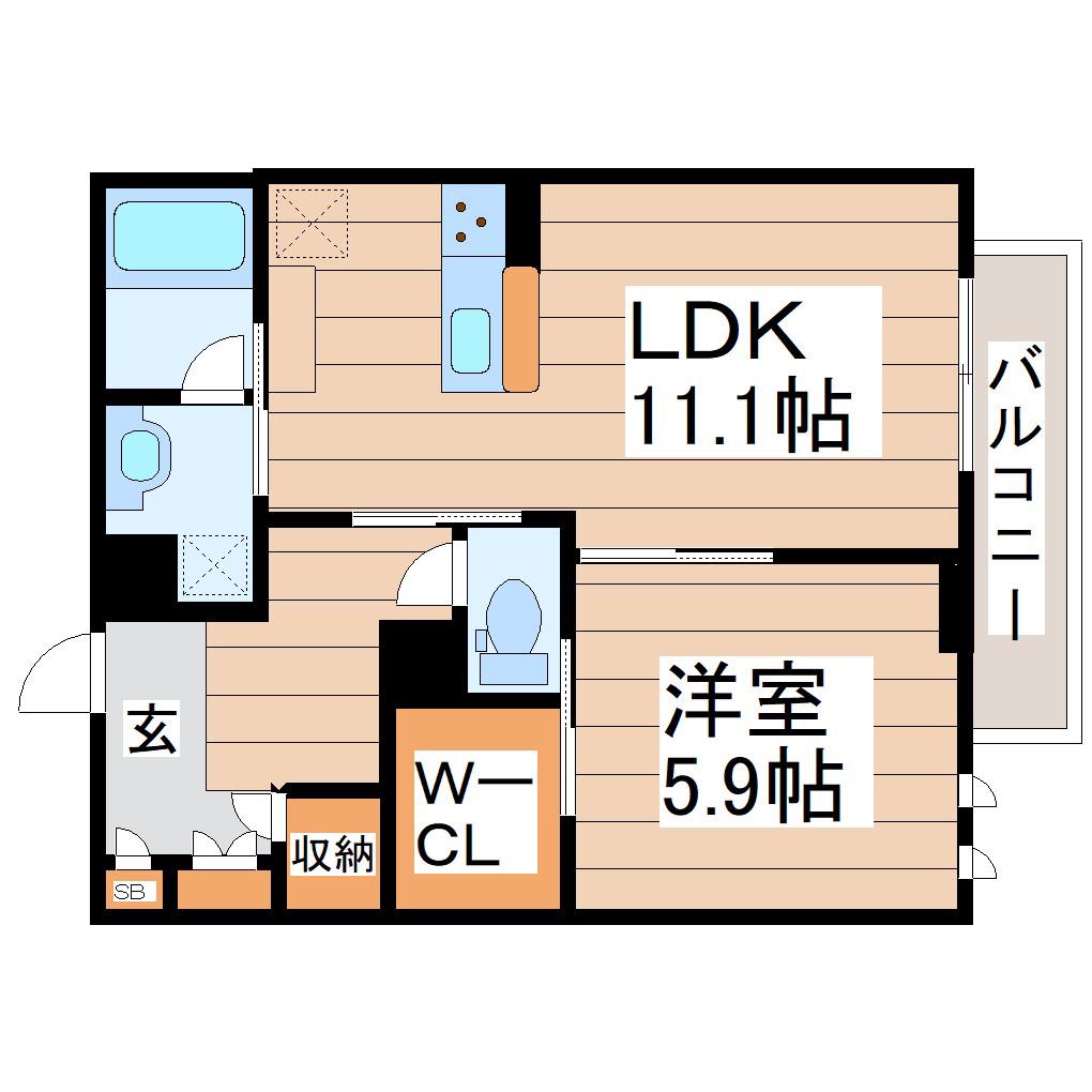 アンソレイユ五輪(1LDK/3階)の間取り写真