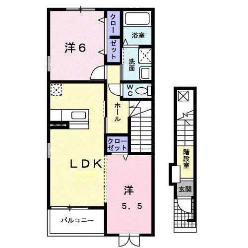 エントピア秋桜 A(2LDK/2階)の間取り写真