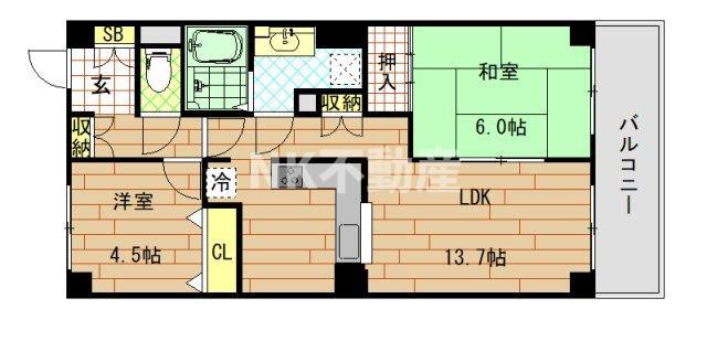 近鉄奈良線 若江岩田駅 徒歩2分 29階建 築25年(2LDK/7階)の間取り写真