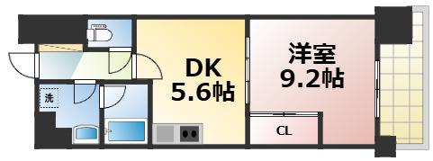 布施ハイライン(1DK/7階)の間取り写真