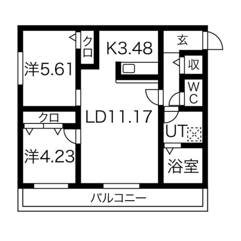 ヴォーネン幌西(2LDK/3階)の間取り写真