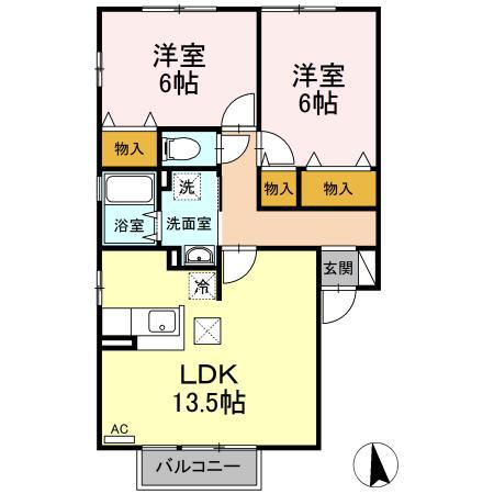 FANTASISTA(2LDK/1階)の間取り写真