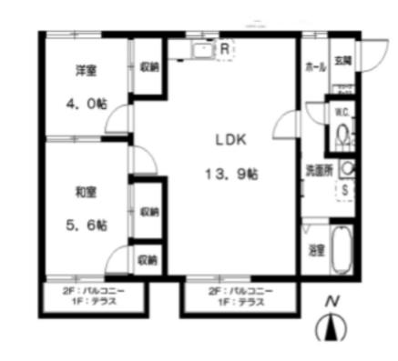 グリーン・アペックスA(2LDK/2階)の間取り写真