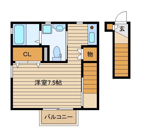 ツイン オークス(ワンルーム/2階)の間取り写真
