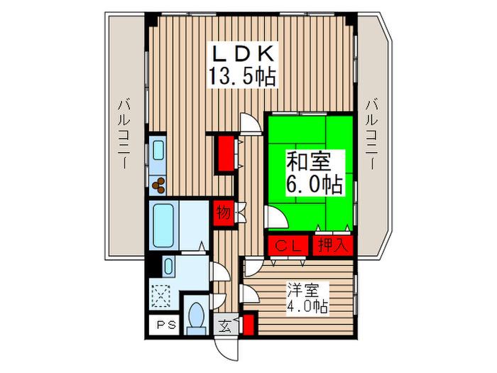 あい蘭道壱番館(2LDK/3階)の間取り写真