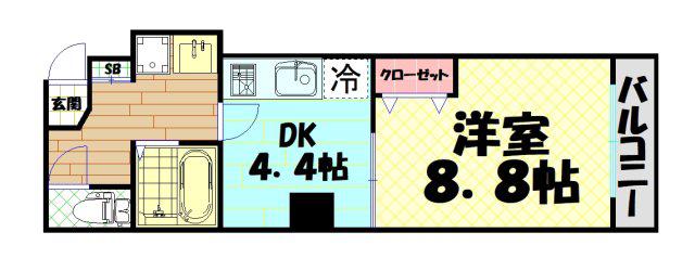 プレアデス本田(1K/4階)の間取り写真