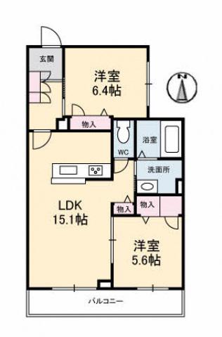 アランチアS(2LDK/2階)の間取り写真