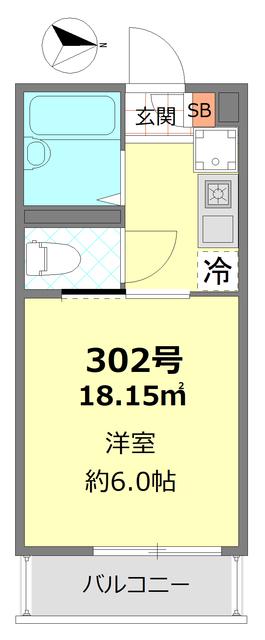 ハッピー成増(1K/3階)の間取り写真
