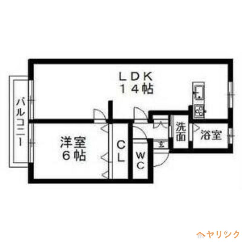 グリーンヴィレッジ瀬戸口(1LDK/1階)の間取り写真