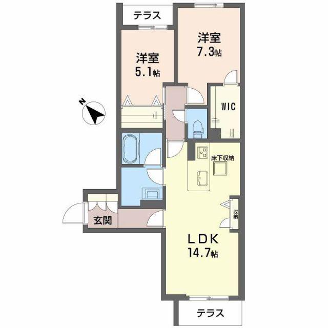 シャーメゾン ルポア(2LDK/1階)の間取り写真
