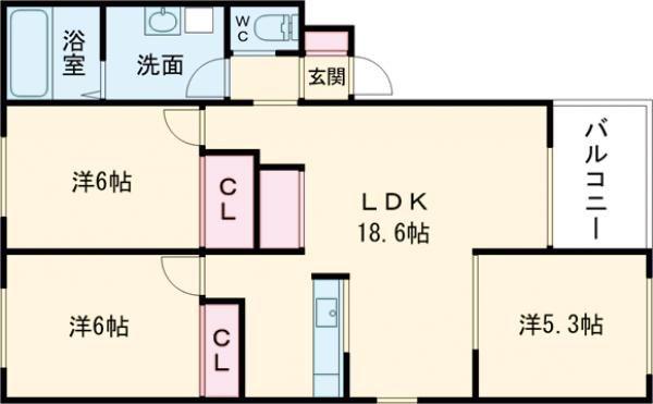 コンフォート寿(3LDK/1階)の間取り写真