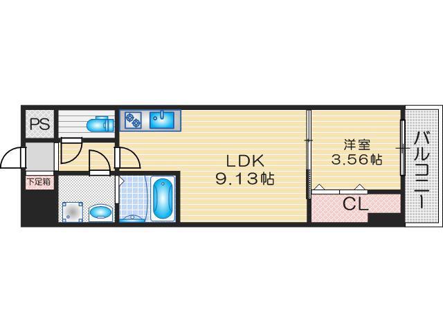 クローバー・メゾン服部(1LDK/9階)の間取り写真