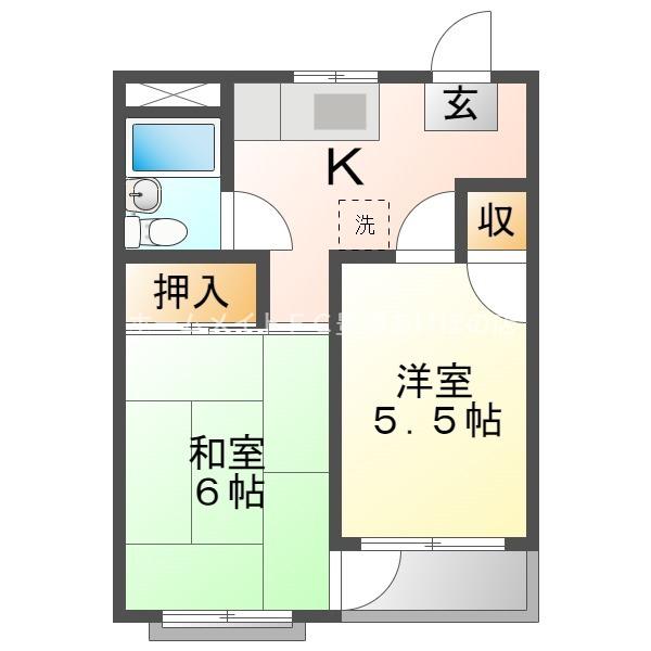 ハイコーポ谷野(2K/2階)の間取り写真