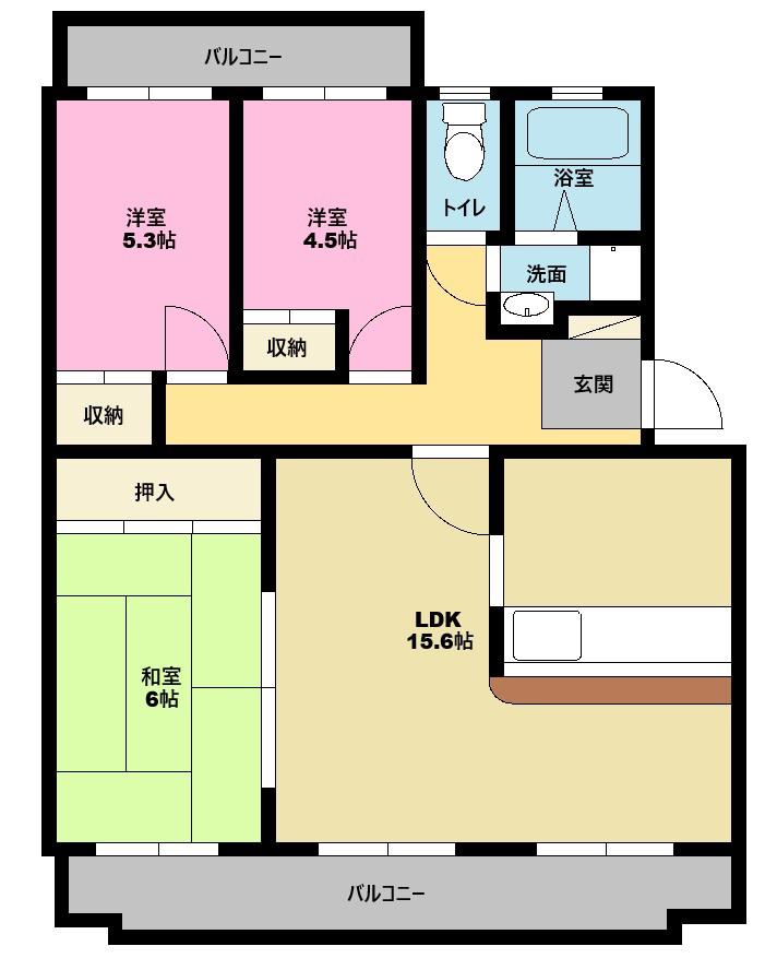 クルトン(3LDK/3階)の間取り写真
