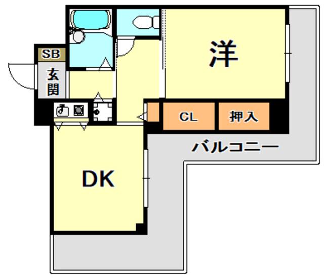 ブルームライフ兵庫(1DK/9階)の間取り写真