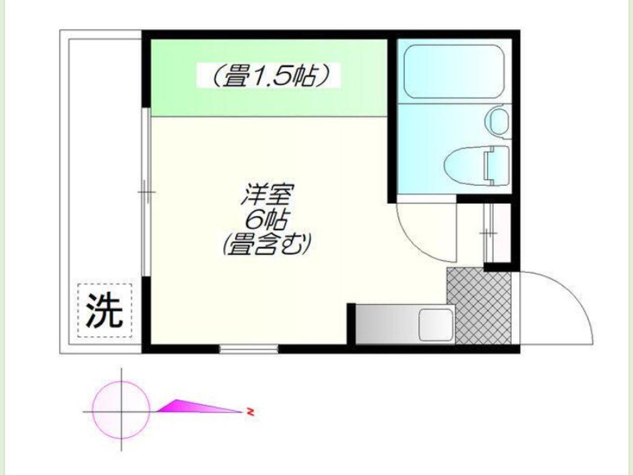 亀田ビル(ワンルーム/2階)の間取り写真