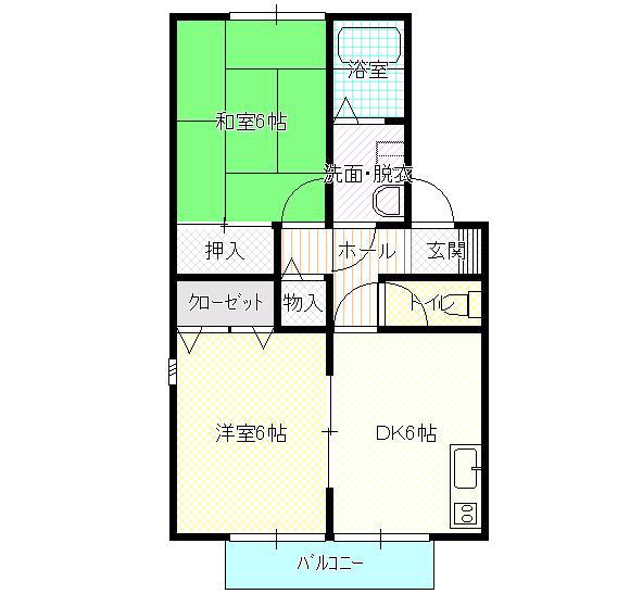 ソレイユ壱番館(2DK/1階)の間取り写真