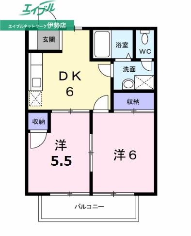 シャルマンM(2DK/1階)の間取り写真