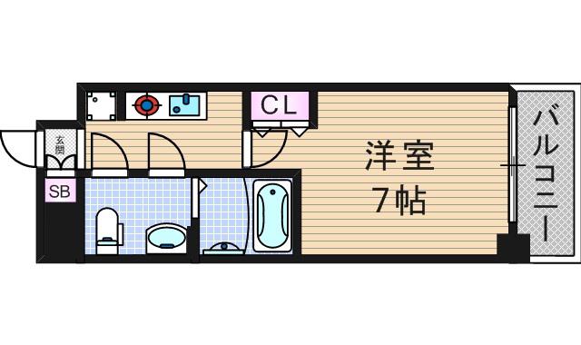ルクレ新町レジデンス(1K/9階)の間取り写真