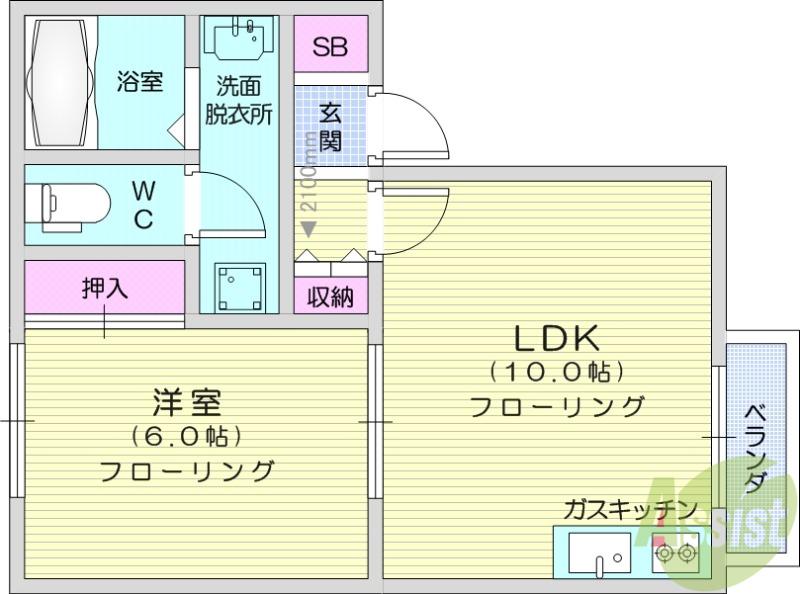 コーポサンライズA棟(1LDK/1階)の間取り写真