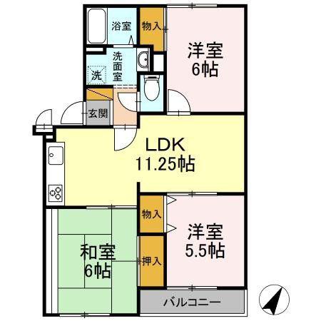 サンモールオガワ(3LDK/3階)の間取り写真